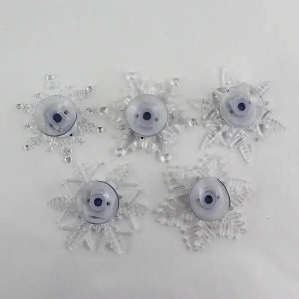 Lot of 5 Clear Plastic Battery Operated Christmas Lights With Suction Cups
