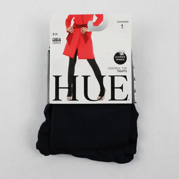 NWT HUE Women's Size 1 Navy Control Top Tights Ultimate Opaque 90 Denier