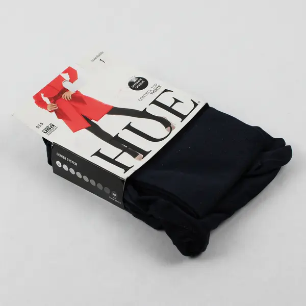 NWT HUE Women's Size 1 Navy Control Top Tights Ultimate Opaque 90 Denier