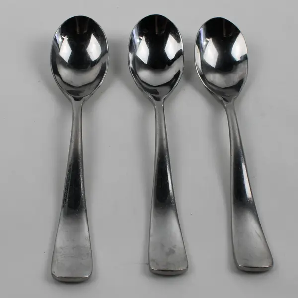 Lot of 3 Towle Silver Barren Pattern 18/10 SS Oval Soup Spoons 7.5" Rare Good