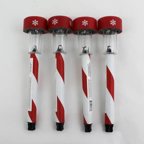 Lot 4 Solar Power Walkway Christmas Light Path Candy Cane Stake