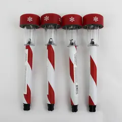 Lot 4 Solar Power Walkway Christmas Light Path Candy Cane Stake