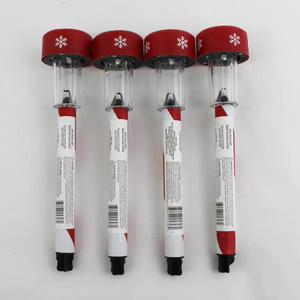 Lot 4 Solar Power Walkway Christmas Light Path Candy Cane Stake