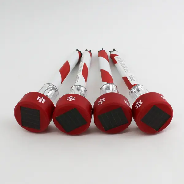 Lot 4 Solar Power Walkway Christmas Light Path Candy Cane Stake