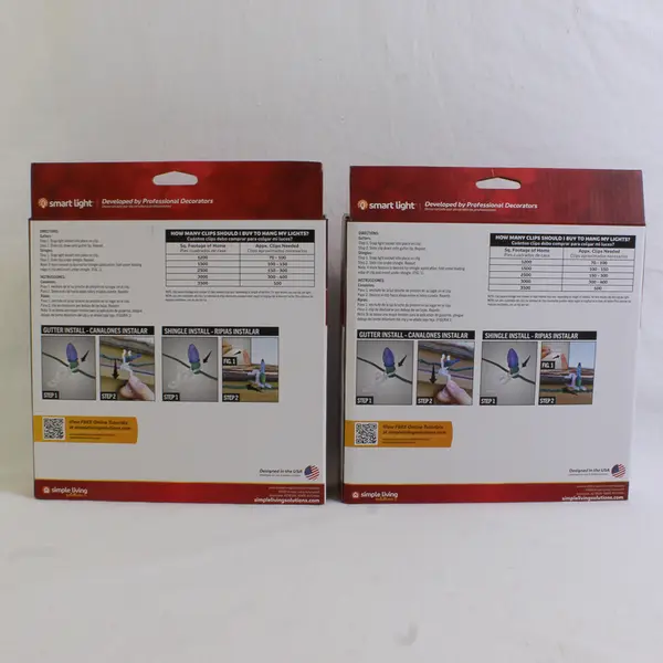 Lot of 2 Boxes of 100 Universal Light Clips by Simple Living Solutions 2020, New