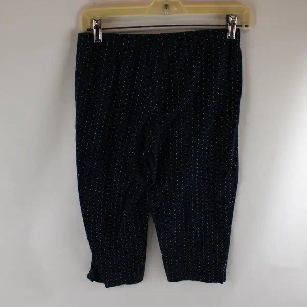 Basic White Polka Dot Navy Blue Capri Leggings Women's Small
