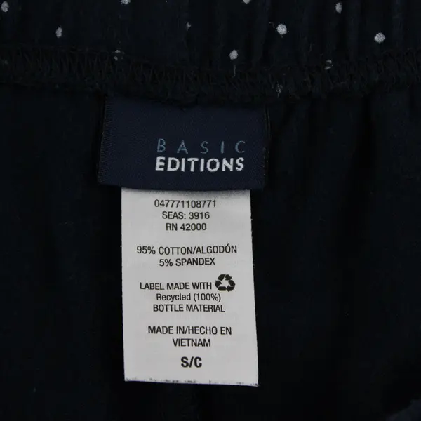 Basic White Polka Dot Navy Blue Capri Leggings Women's Small