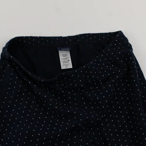 Basic White Polka Dot Navy Blue Capri Leggings Women's Small