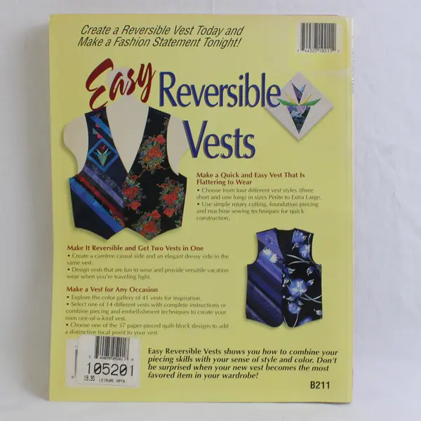 Vintage 1995 Easy Reversible Vests S/C Pattern Book, B211