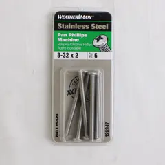 Weather Max Stainless Steel Pan Phillips Machine Screw 8-32 x 2 (6 Pcs Complete)