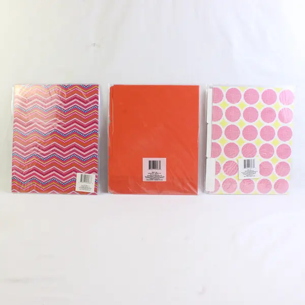 Lot Of Jot File Folders (6 Orange, 3 Pink/Yellow) & Portfolios (2 Chevron)