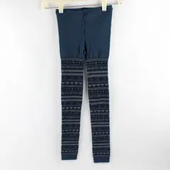 Montbell Women's M Blue Sweater Printed Footless Opaque Wool Blend Tights