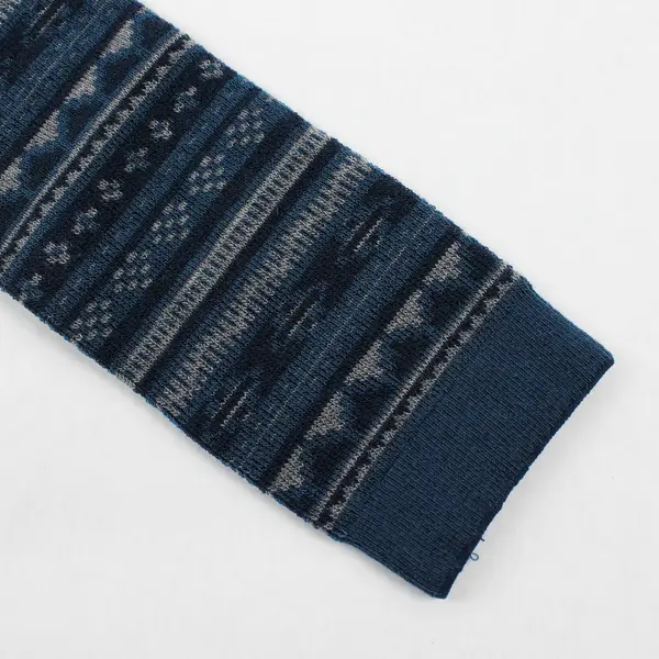 Montbell Women's M Blue Sweater Printed Footless Opaque Wool Blend Tights