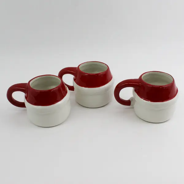 Lot of 3 Holiday Home Santa With Eyes Closed Ceramic Christmas Mugs