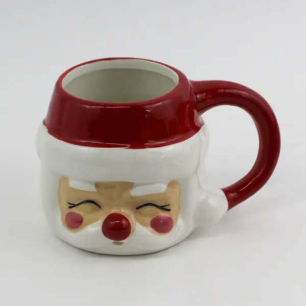 Lot of 3 Holiday Home Santa With Eyes Closed Ceramic Christmas Mugs