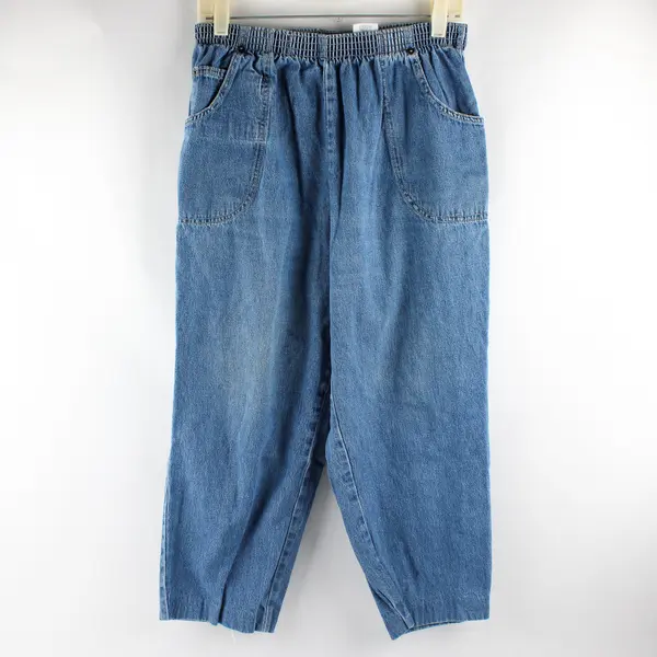 VTG Cabin Creek Women's 14P Blue Light Wash Elastic Waist Pull On Denim Jeans