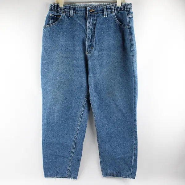 VTG Lee Women's 12/14 High Rise Side Elastic Waist Relaxed Tapered Leg Jeans