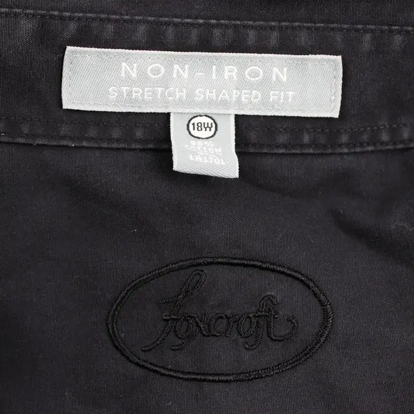 Foxcroft Women's 18W Black Non-Iron Stretch Shaped Fit Button Up Collared Shirt