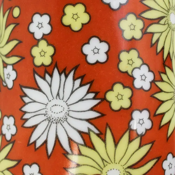 Vintage 1970's Orange, Yellow and White Floral Coffee Cup