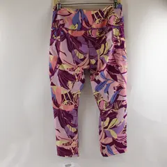 Avia Purple and Yellow Abstract Leaf Print Capri Leggings Women's Large 12-14