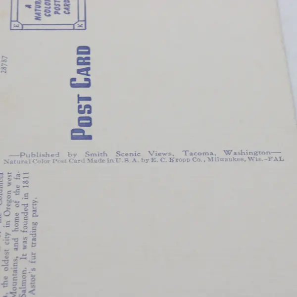 Post Office Astoria Oregon Color Litho Postcard Smith Scenic Views 1940s