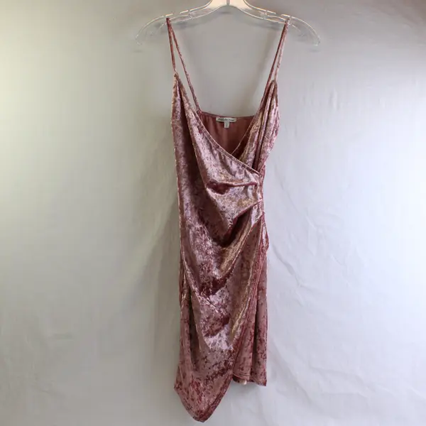 Charlotte Russe Women's S Pink Velvet Strappy Draped Mini Dress - USA Made