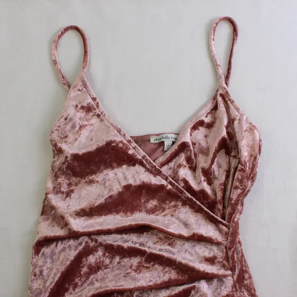 Charlotte Russe Women's S Pink Velvet Strappy Draped Mini Dress - USA Made