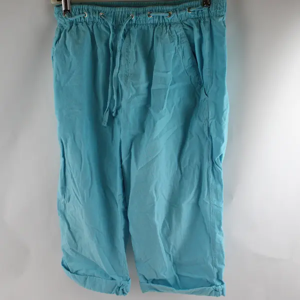 Cappagallo Light Blue Drawstring Cotton Capri Pants Women's Small