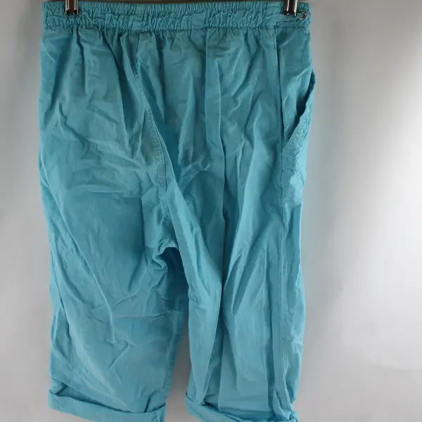 Cappagallo Light Blue Drawstring Cotton Capri Pants Women's Small