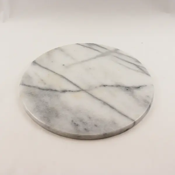 Unbranded Round Solid Slab Of White Marble Stone 14.25" x 14.25" x 0.75"