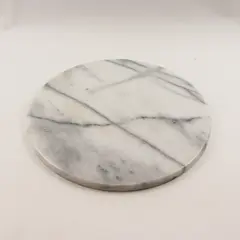 Unbranded Round Solid Slab Of White Marble Stone 14.25" x 14.25" x 0.75"