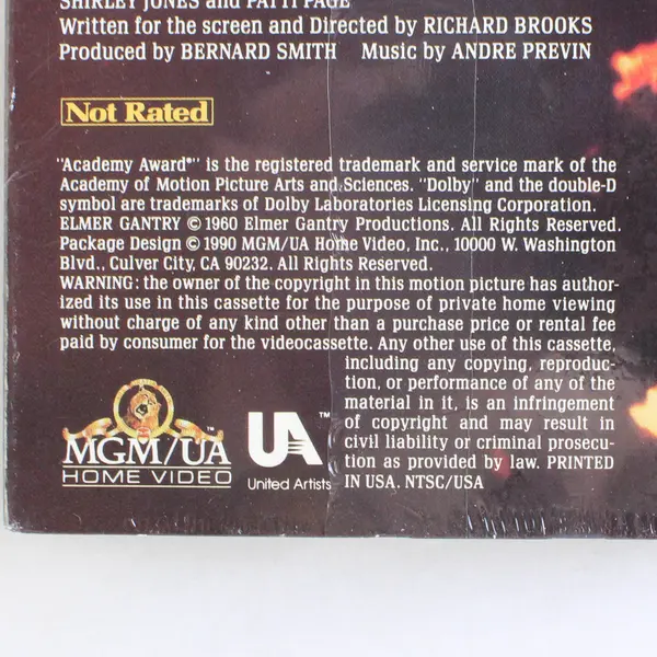 Elmer Gantry VHS Tape from 1990, #M301601  New/Sealed