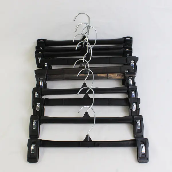 Lot of 10 Black Plastic Retail Skirt and Pants Hangers Closet Storage