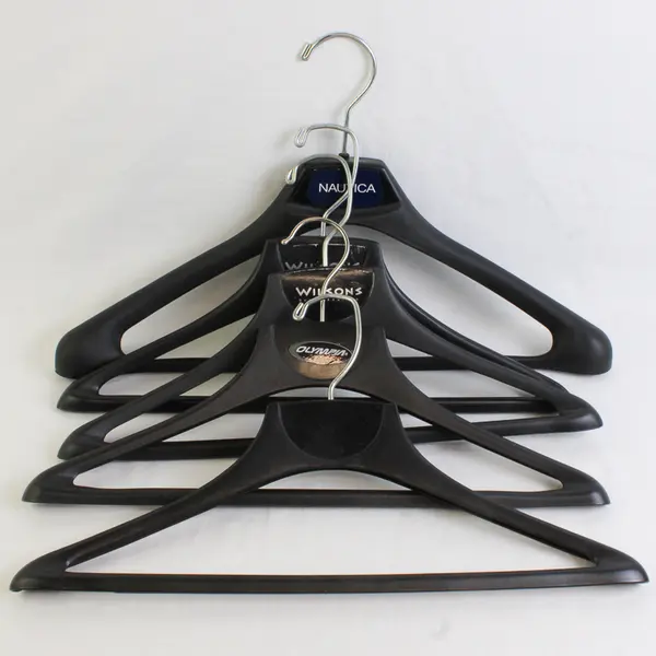 Mixed Lot of 5 Black Plastic Suit Hangers