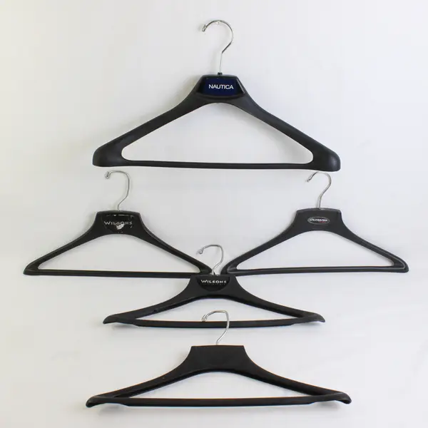 Mixed Lot of 5 Black Plastic Suit Hangers