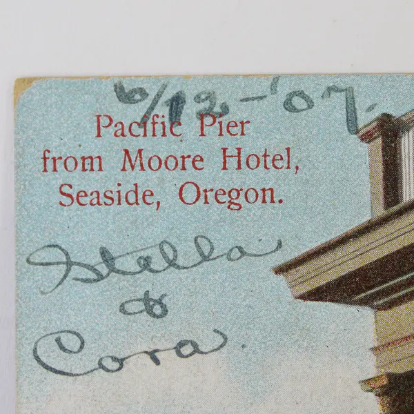 Pacific Pier From Moore Hotel Seaside Oregon Color Litho Postcard 1910s 