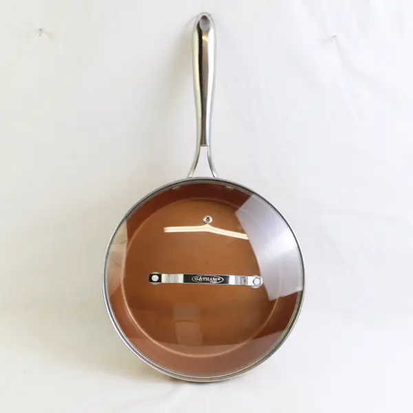 Gotham Steel Hammered Copper Sauté Pan With Matching Clear Glass Lid