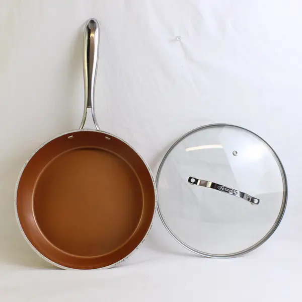 Gotham Steel Hammered Copper Sauté Pan With Matching Clear Glass Lid