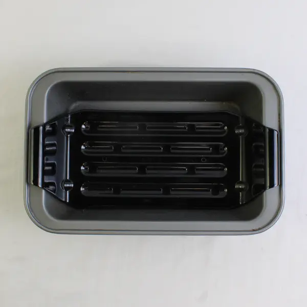 Ekco Grey Metal Rectangular Non-Stick Loaf Pan With Black Metal Lift For Bread