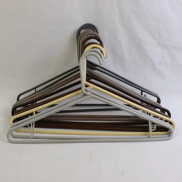 Mixed Lot of 10 Gray Brown and Beige Plastic Clothes Hangers
