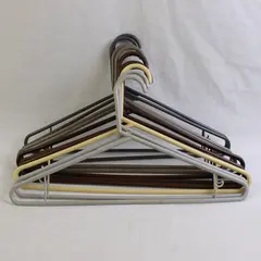 Mixed Lot of 10 Gray Brown and Beige Plastic Clothes Hangers
