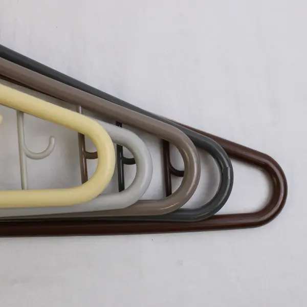 Mixed Lot of 10 Gray Brown and Beige Plastic Clothes Hangers