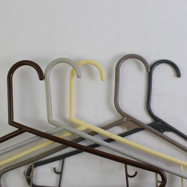 Mixed Lot of 10 Gray Brown and Beige Plastic Clothes Hangers