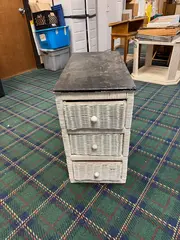 Unbranded 3 Drawer White Wicker Nightstand- Local Pickup Only