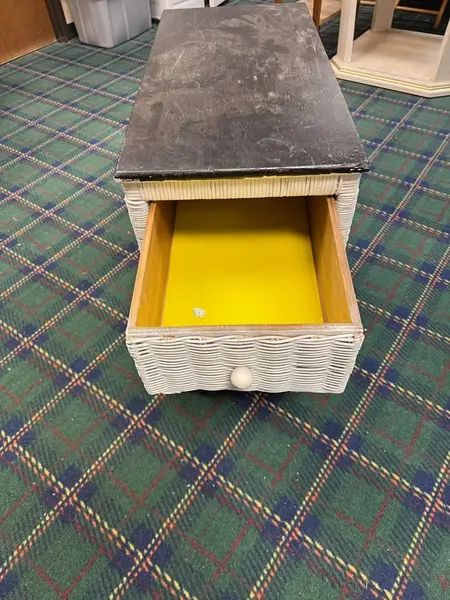 Unbranded 3 Drawer White Wicker Nightstand- Local Pickup Only