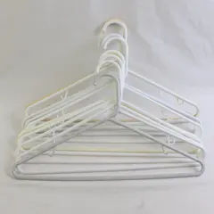 Mixed Lot of 10 White and Off-White Plastic Clothes Hangers Closet Storage