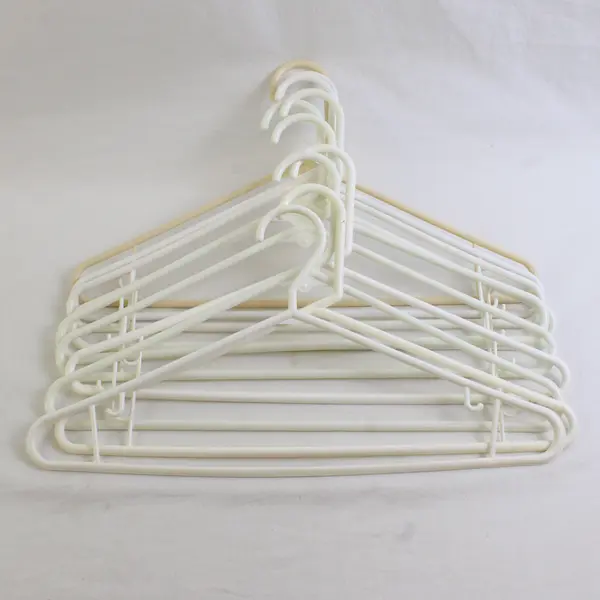 Lot of 10 White and Off-White Plastic Clothes Hangers Closet Storage