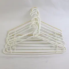 Lot of 10 White and Off-White Plastic Clothes Hangers Closet Storage