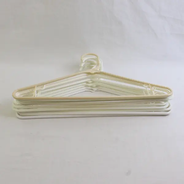 Lot of 10 White and Off-White Plastic Clothes Hangers Closet Storage