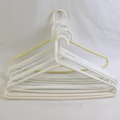 Mixed Lot of 10 White and Off-White Plastic Clothes Hangers Closet Organization